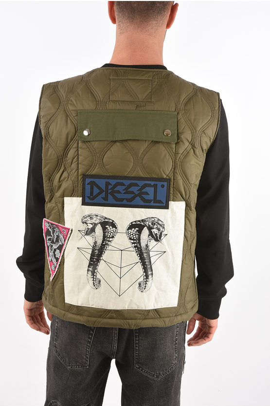 Diesel sleeveless J LUKI jacket with patches men Glamood Outlet