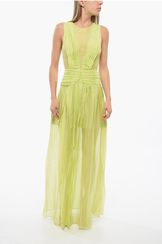 John Richmond Sleeveless Kimura Dress With Ruffles In Green