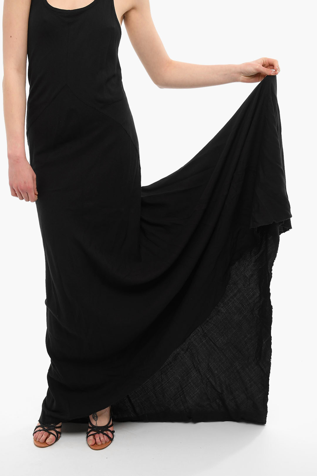 Ann Demeulemeester Sleeveless Maxi Dress With Raw Cut Bottom