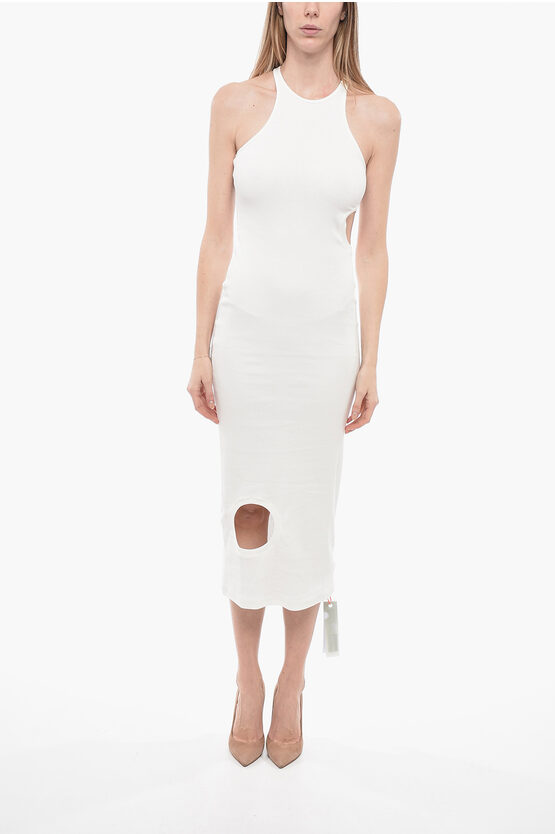 Shop Off-white Sleeveless Meteor Long Dress With Cutout