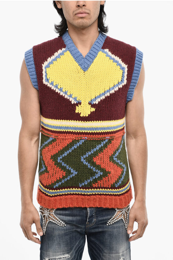 Dsquared2 Sleeveless Multicolor Sweater
