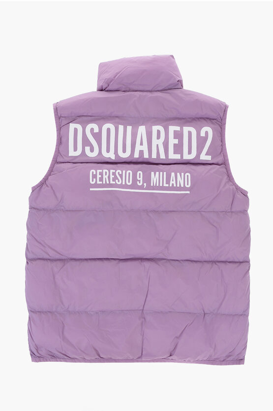 Sleeveless Padded Jacket with Printed Logo