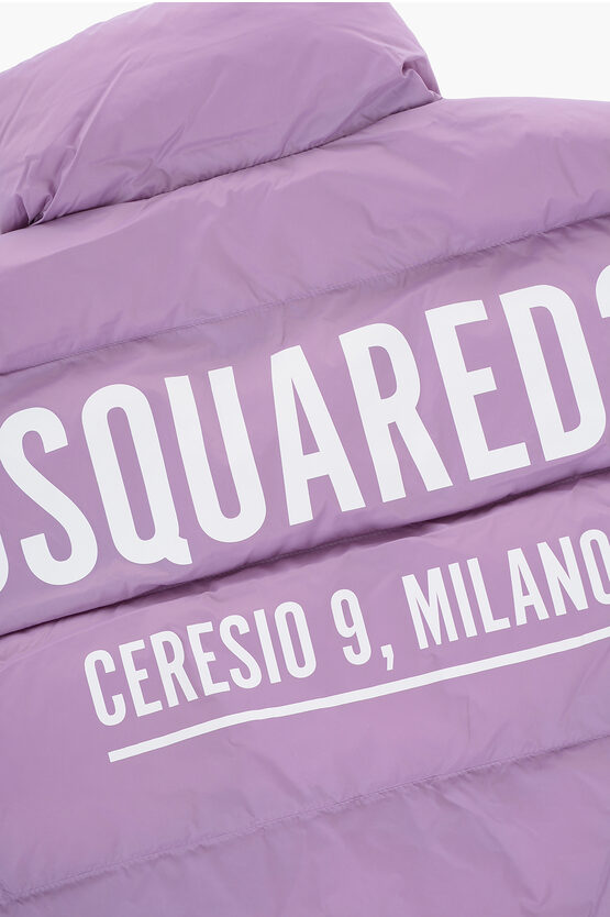 Sleeveless Padded Jacket with Printed Logo