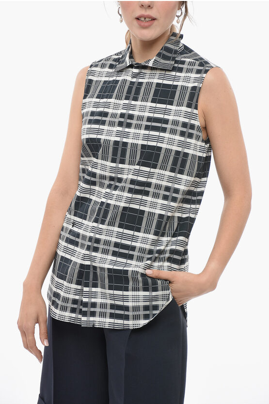 Dior Sleeveless Shirt With District Check Motif In Black