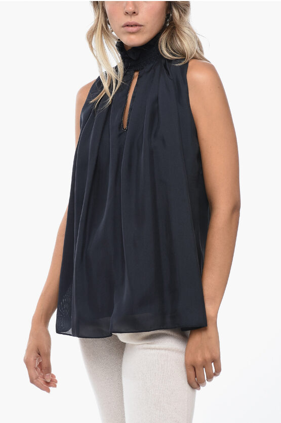 Shop Fabiana Filippi Sleeveless Silk Blouse With Cut-out Detail