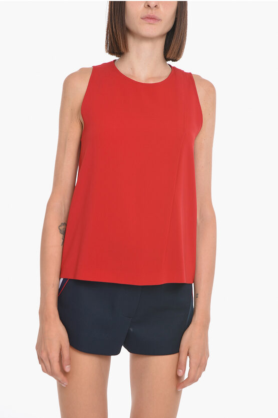 Aspesi Sleeveless Top With Front-pleat In Red