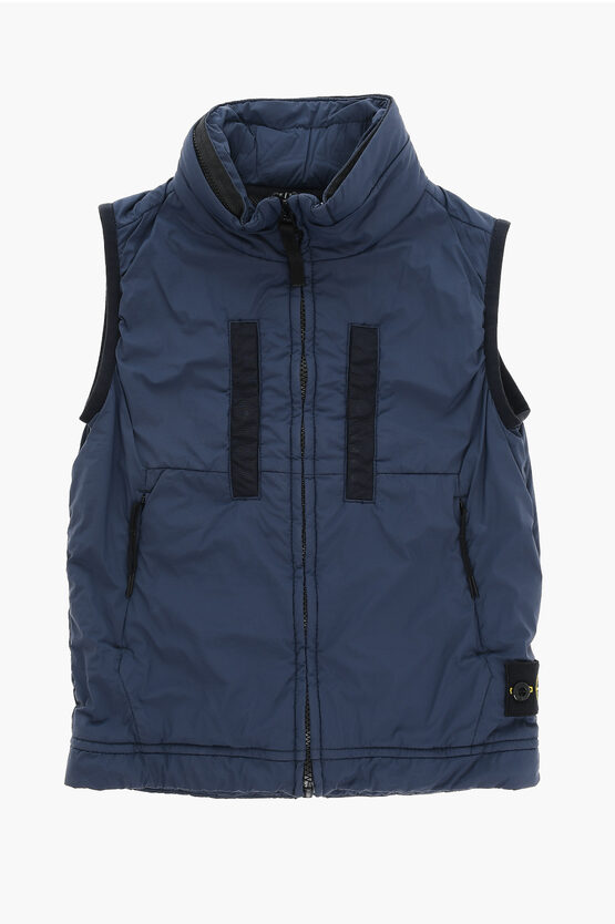 Stone Island Kids Sleeveless Windbreaker Jacket with Logo Patch