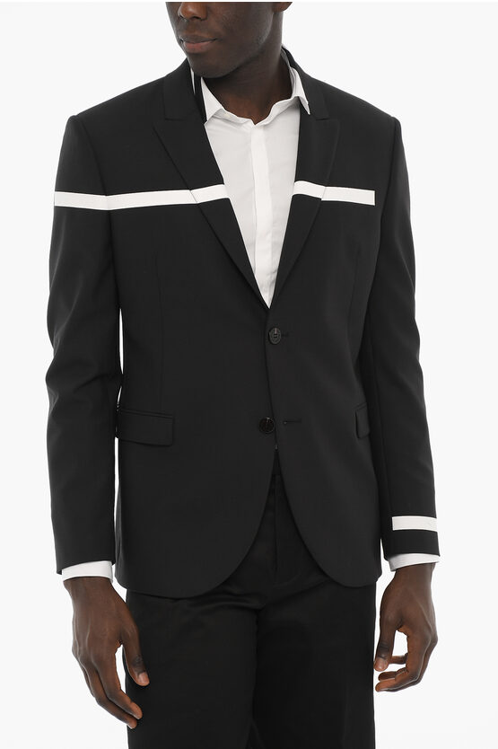 Neil Barrett Slim Fit 2-button Blazer With Contrasting Details In Black