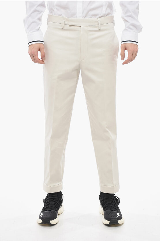 Neil Barrett Slim Fit Barrett Metal Trousers With Adjustable Ankles In White