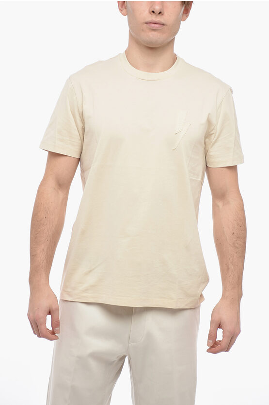 Neil Barrett Slim Fit Bolt Badge T-shirt With Logo Patch In Neutral