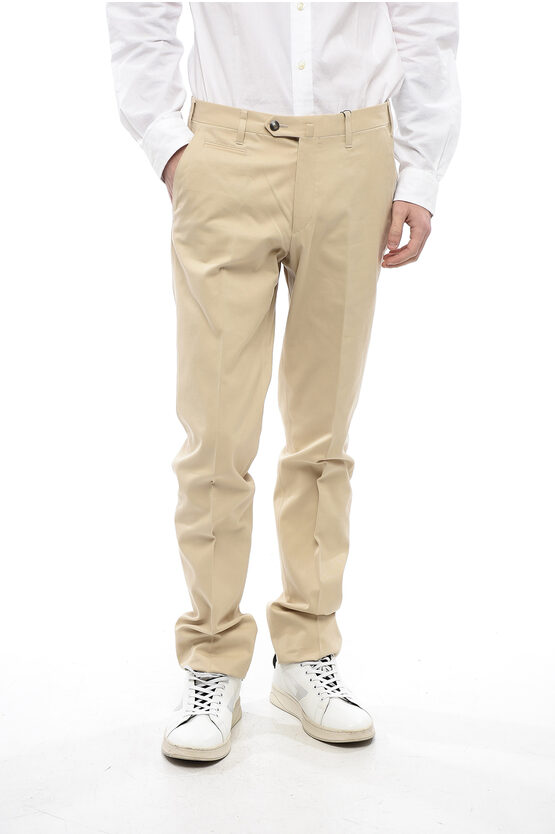 Corneliani Slim Fit Chino Pants With Zip Pockets In Neutral