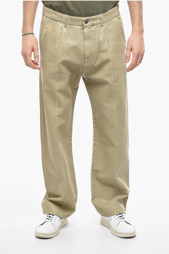 Diesel Slim Fit Coated Cotton Pants In Brown