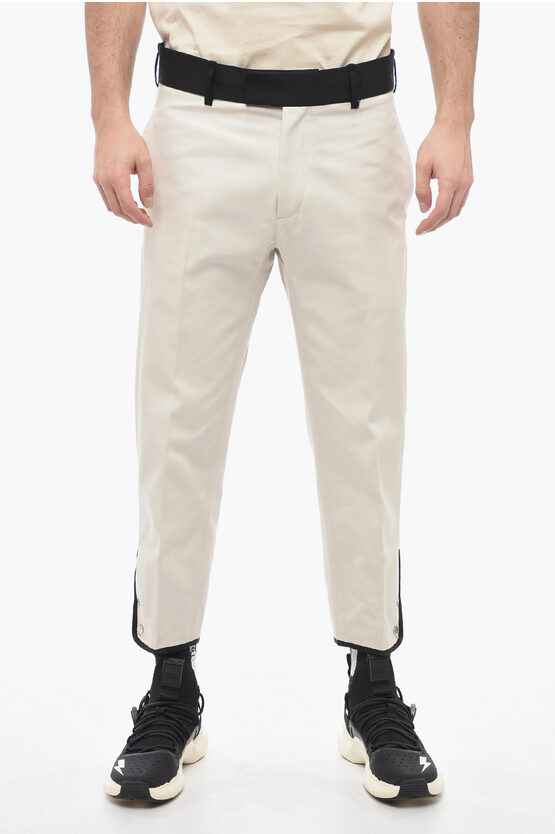 Neil Barrett Slim Fit Cotton Twill Tom Trousers With Contrast Waistband In Neutral
