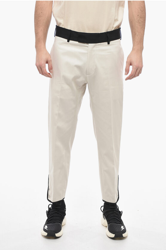 Neil Barrett Slim Fit Cotton Twill Tom Pants With Contrast Waistband In Neutral