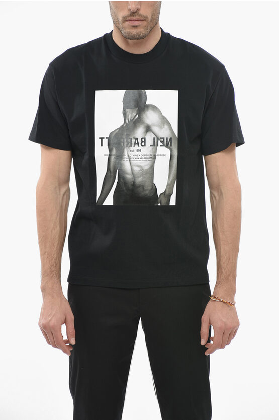 Neil Barrett Slim Fit Crew-neck Body Print T-shirt With Maxi Print In Black