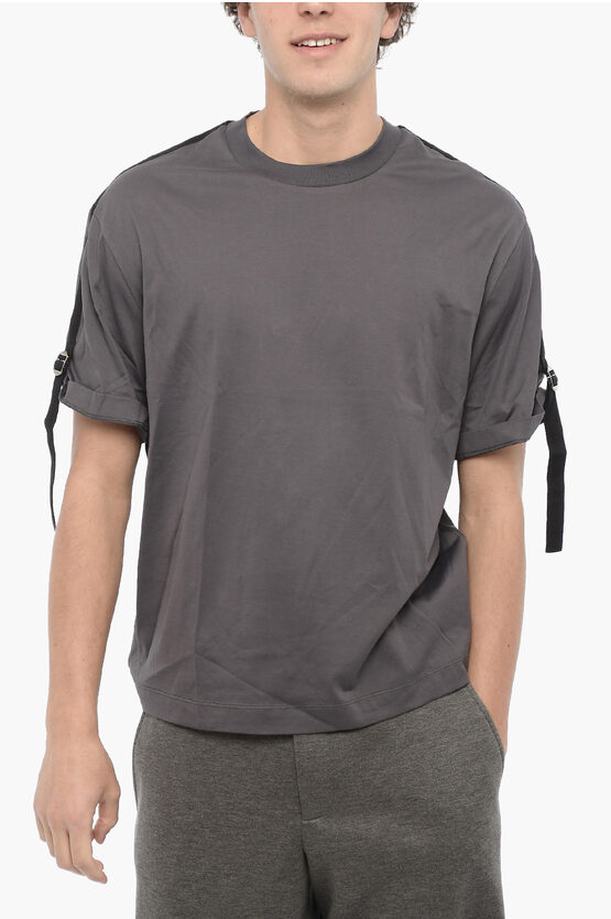 Neil Barrett Slim Fit Crew-neck T-shirt With Contrast Bands In Gray