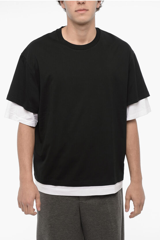 Shop Neil Barrett Slim Fit Crew-neck T-shirt With Contrat Egdes