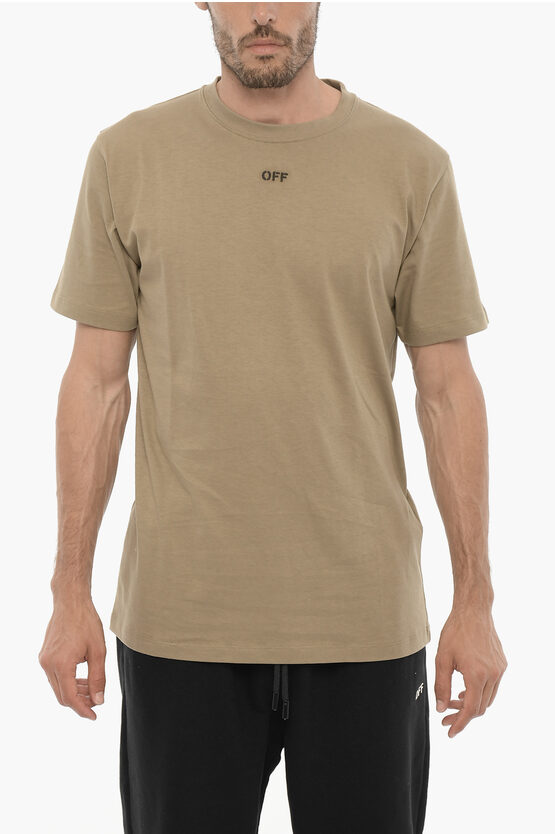 Shop Off-white Slim Fit Crew-neck T-shirt With Embroidered Logo