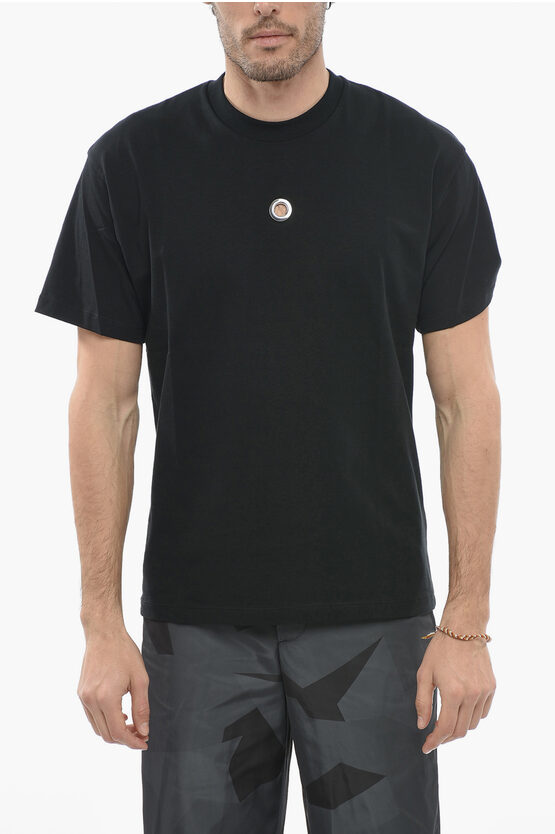 Shop Neil Barrett Slim Fit Crew-neck T-shirt With Eyelet Detail
