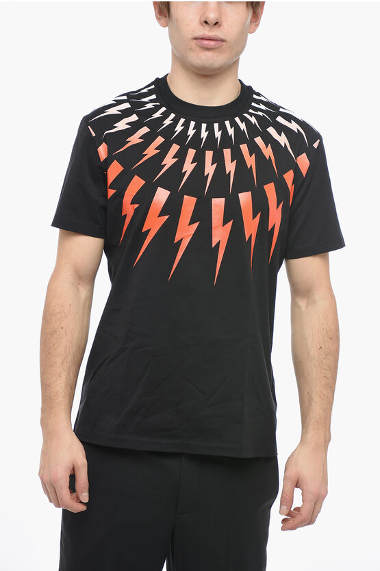 Neil Barrett Slim Fit Crew-neck T-shirt With Gradient Print In Black