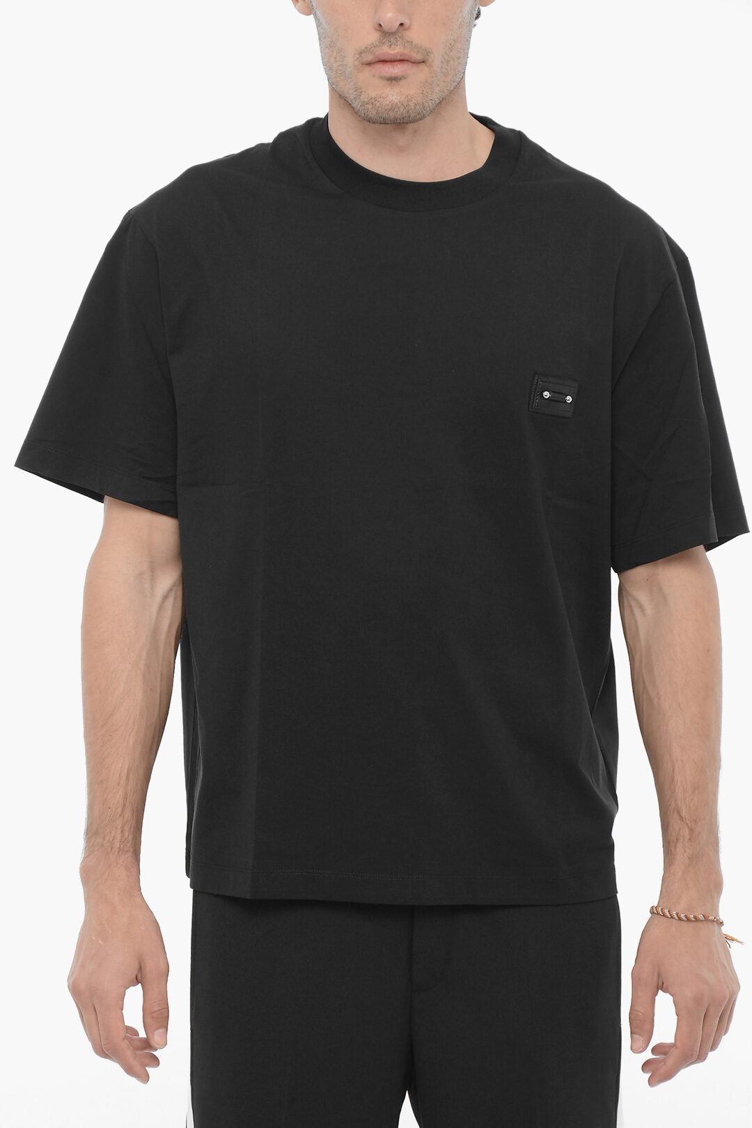 Tシャツ・カットソー NEIL BARRETT Men T Shirts PBJT149 U531C 01 Black Neil Barrett Men's Street Nox T-Shirt - Black/Red - S | Coggles
