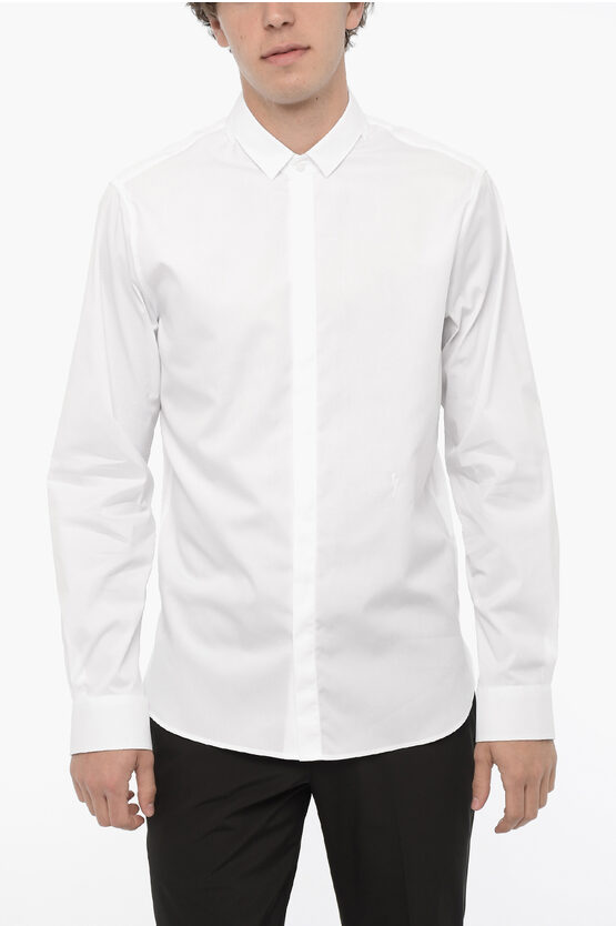 Shop Neil Barrett Slim Fit Cut Out Bolt Shirt With Hidden Buttoning