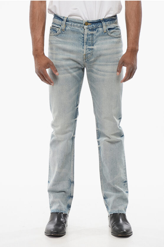 Fear Of God Slim Fit Delavè Denims With Raw-cut Hem 20cm