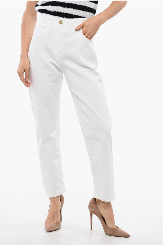Balmain Slim-fit Denims With Jewel Buttons