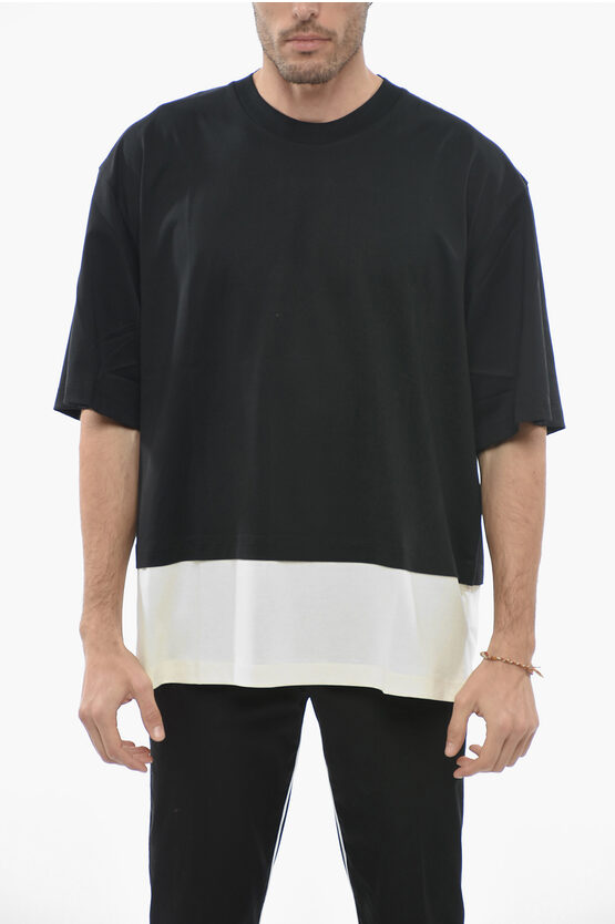 Neil Barrett Slim Fit Double Layer Crew-neck T-shirt In Black