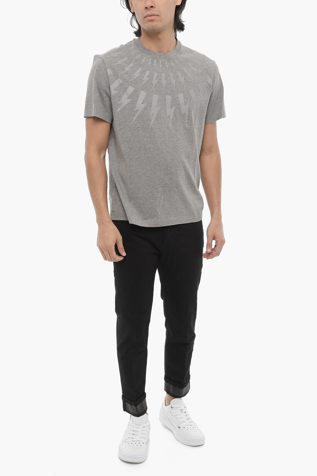 Neil Barrett Slim Fit FAIRISLE THUNDERBOLT T-Shirt men