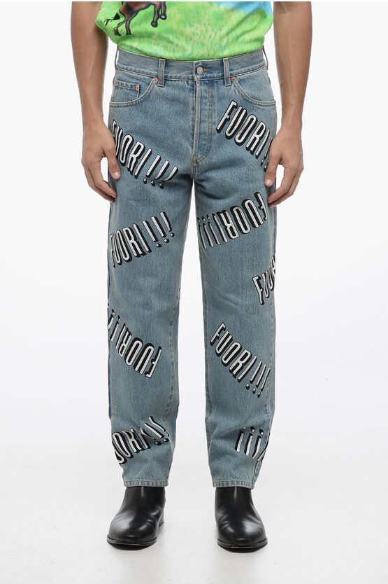 Shop Gucci Slim Fit Fuori! Printed Denims 17cm