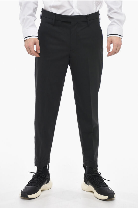 Neil Barrett Slim Fit Jamie Chinos Trousers With Ankle Zips In Black