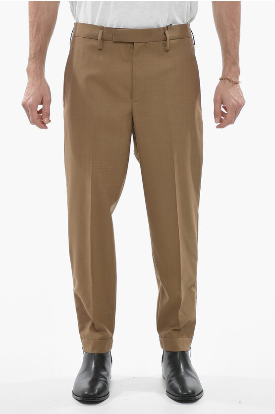 Neil Barrett Slim Fit Jamie Chinos Trousers With Ankle Zips In Brown