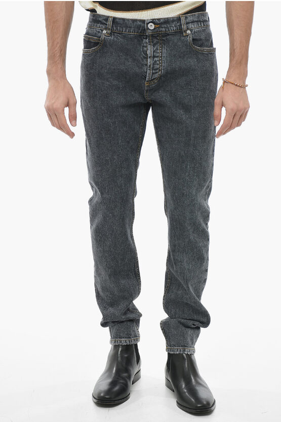 Balmain Slim Fit Jeans 15 Cm In Gray