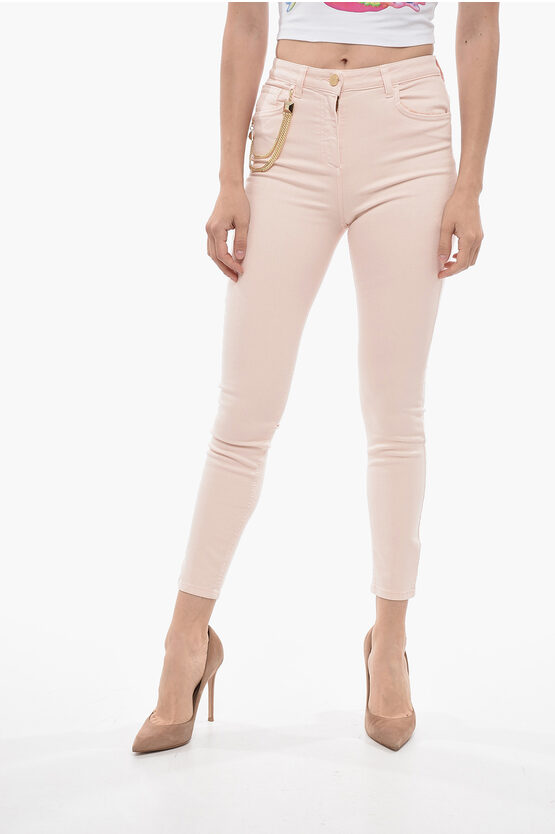Shop Elisabetta Franchi Slim Fit Jeans With Golden Chain 12cm