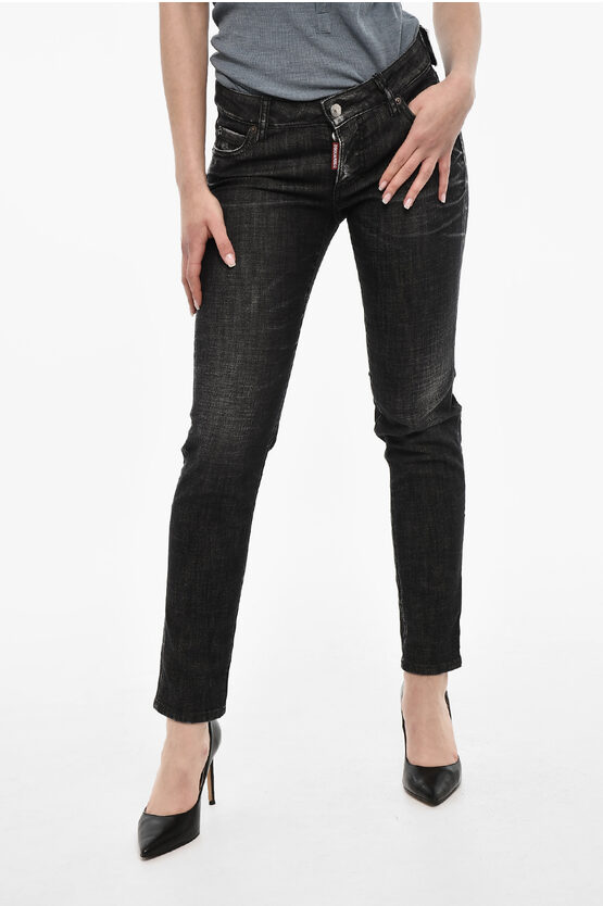 Dsquared2 Slim Fit Jeans With Logoed Button
