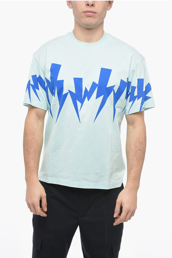 Shop Neil Barrett Slim Fit Jumbled Bolt Crew-neck T-shirt