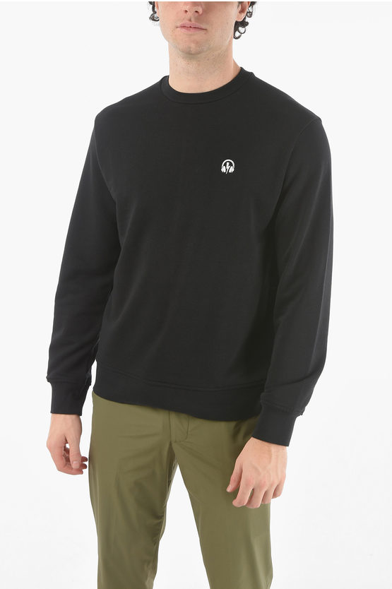 Neil Barrett Slim Fit Music Bolt Sweatshirt With Embroidered Logo In Black