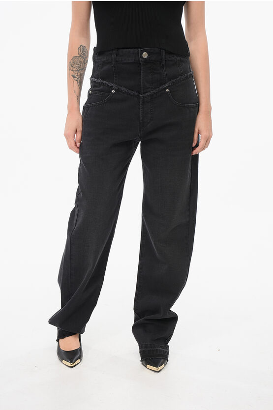 Isabel Marant Slim Fit Noemie Denims With Raw-cut Details 23cm
