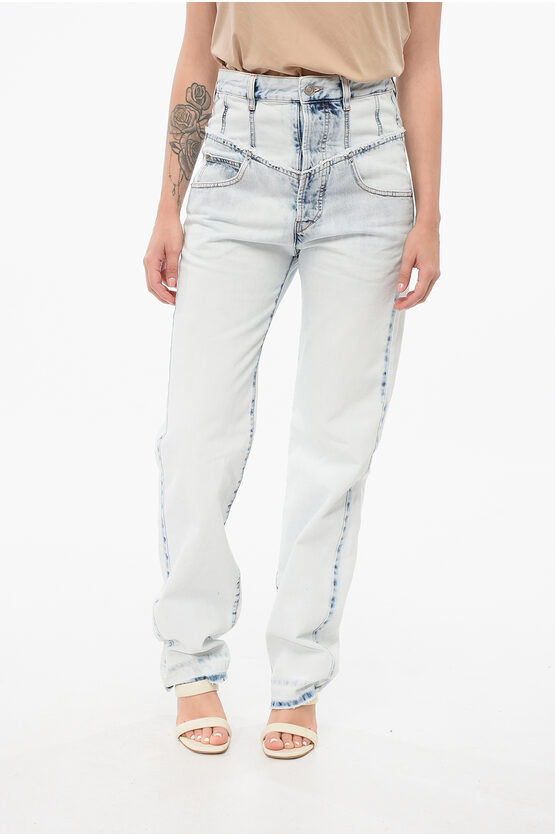 Isabel Marant Slim Fit Noemie Denims With Raw-cut Details 23cm
