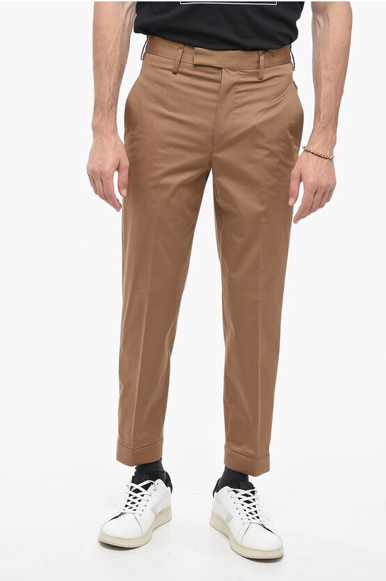 Neil Barrett Slim Fit Pants With Adjustable Ankle In Neutral