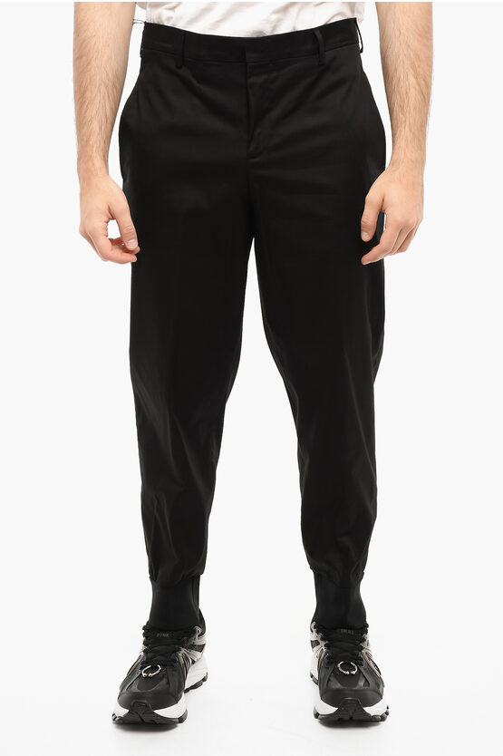 Neil Barrett Slim Fit Pants With Ribbed Cuff In Black