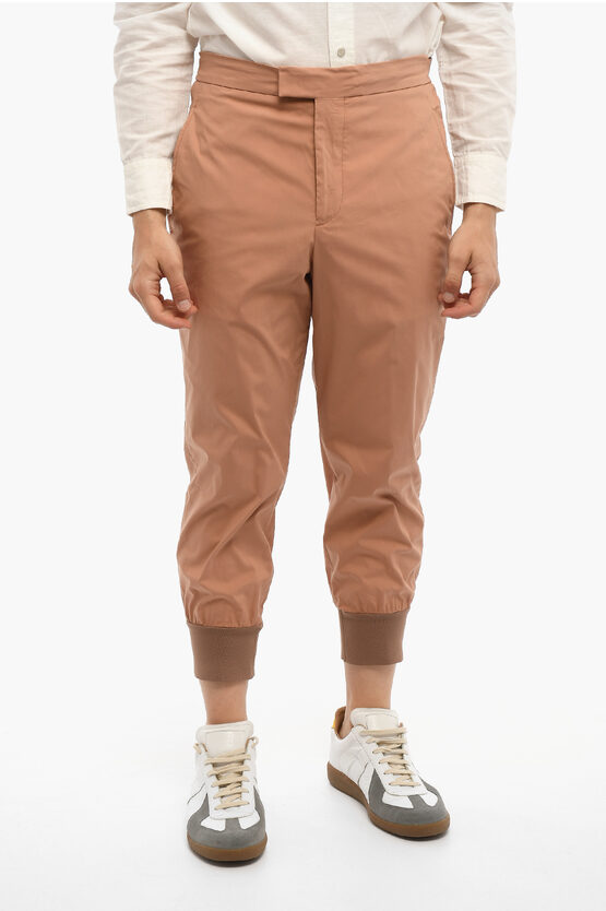 Neil Barrett Slim Fit Trousers With Ribbed Cuff In Brown