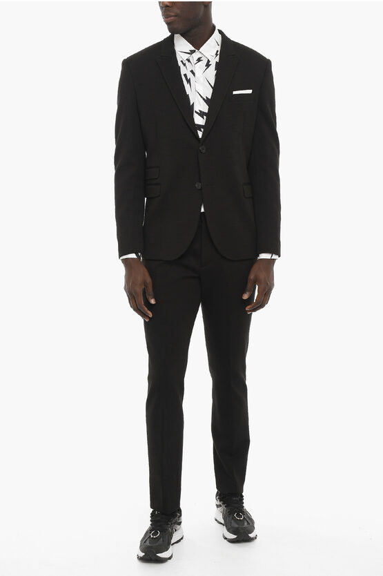 Neil Barrett Slim Fit Peak Lapel 2-button Suit In Black