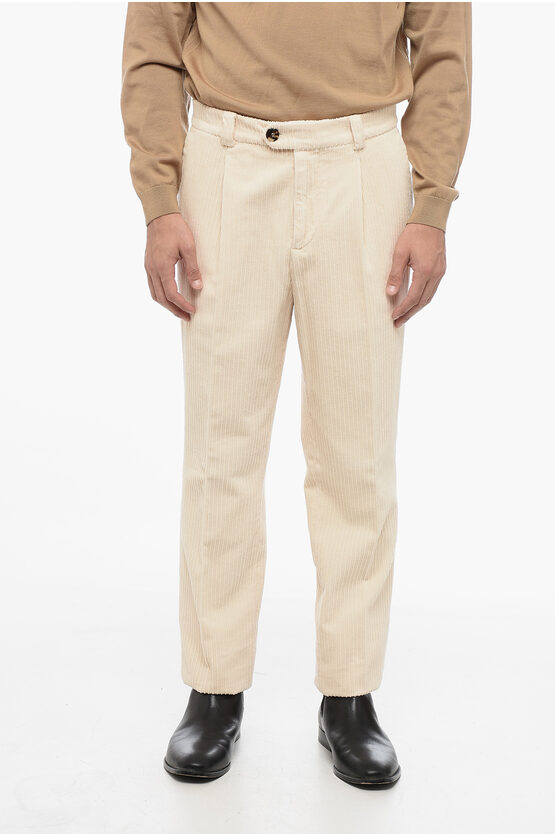 Shop Brunello Cucinelli Slim-fit Ribbed Velvet Pants