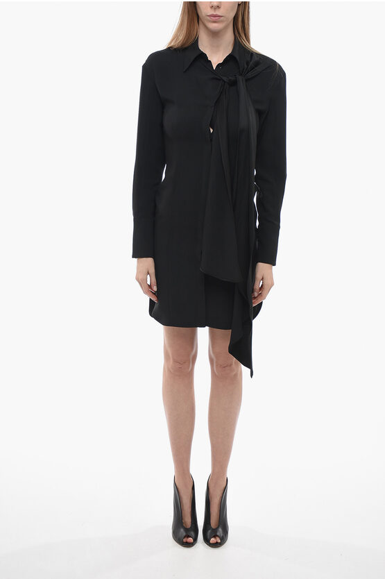 Shop Victoria Beckham Slim Fit Tie Neck Shirt Dress