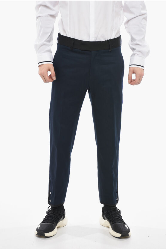 Neil Barrett Slim Fit Tom Pants With Contrasting Edges And Ankle Buttons In Metallic