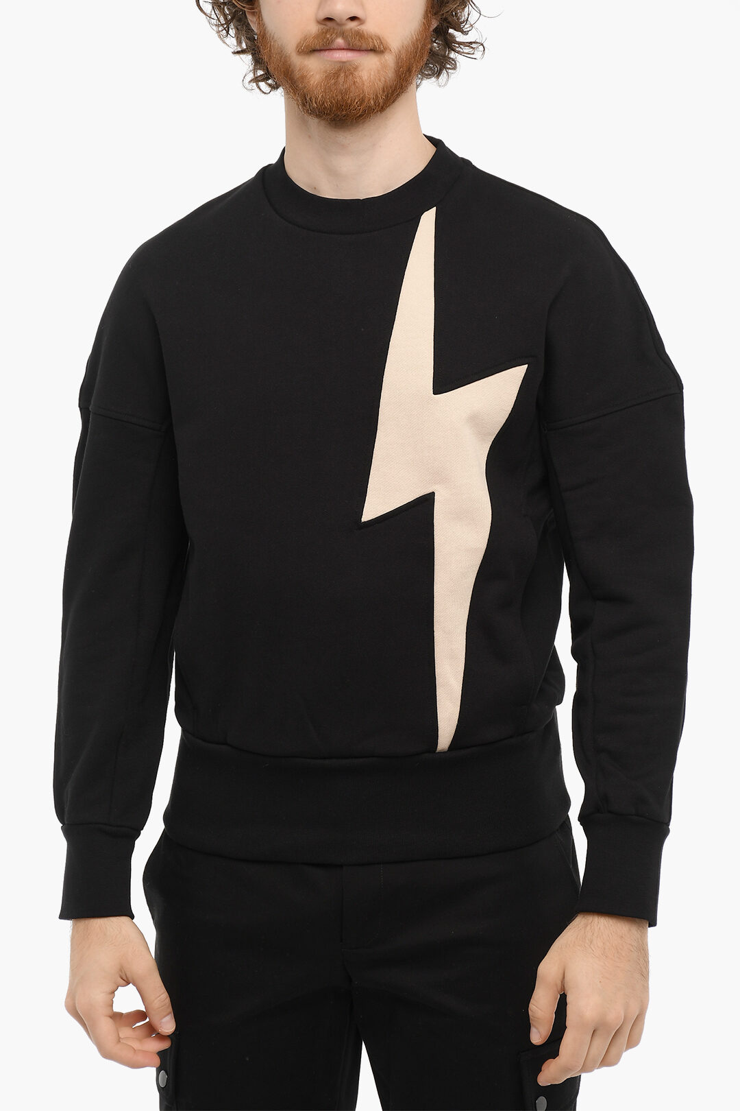 NEIL BARRETT|SWEATSHIRTS (Slim Raglan Triple Bolts Crew Neil Barrett Slim Fit TRI-COLOUR BOLT Crew-Neck Sweatshirt