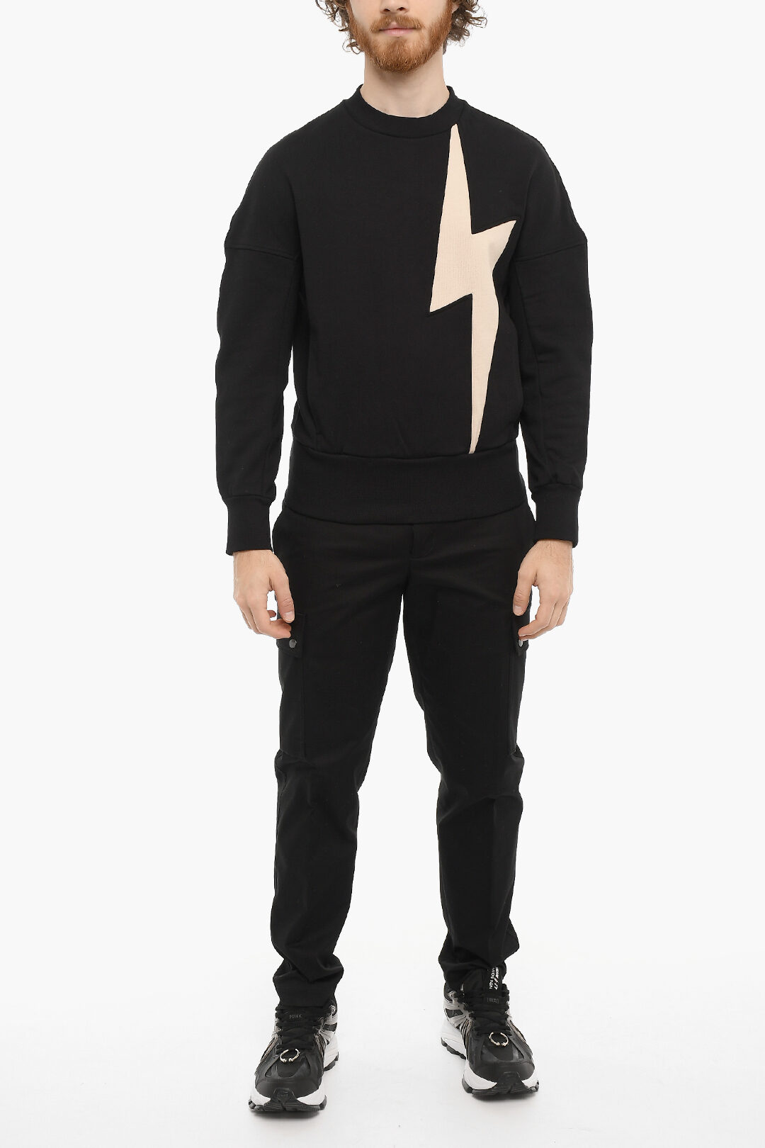 Neil Barrett Slim Fit TRI-COLOUR BOLT Crew-Neck Sweatshirt