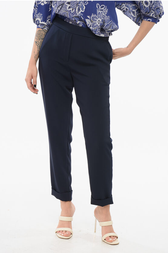P.A.R.O.S.H SLIM PANTS WITH TURN-UP HEMS 